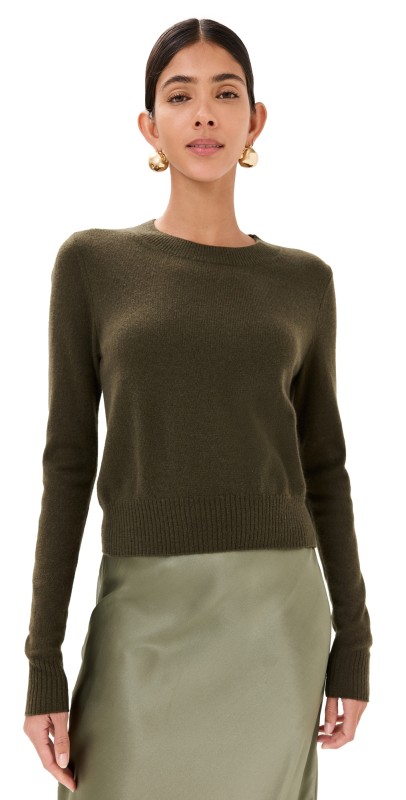 Reformation Dana Cashmere Crew Sweater Pine Tree