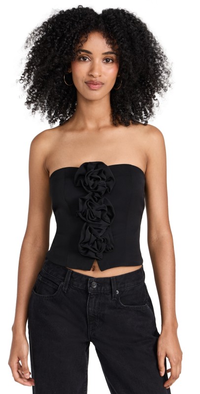 endless rose Strapless Flower Top Black