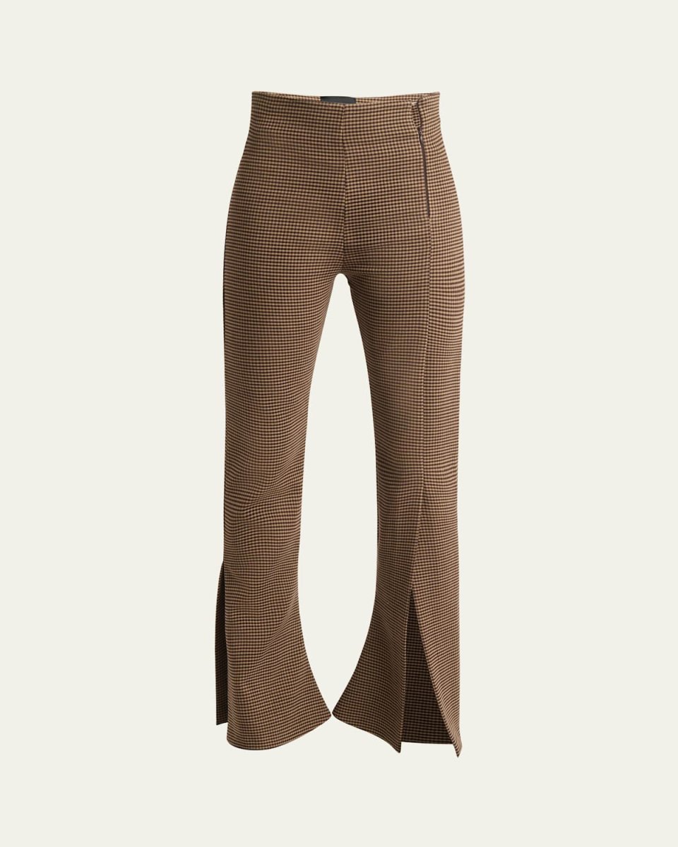 Micro-Check Fitted Split Hem Pants