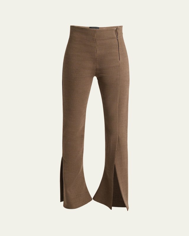 Micro-Check Fitted Split Hem Pants