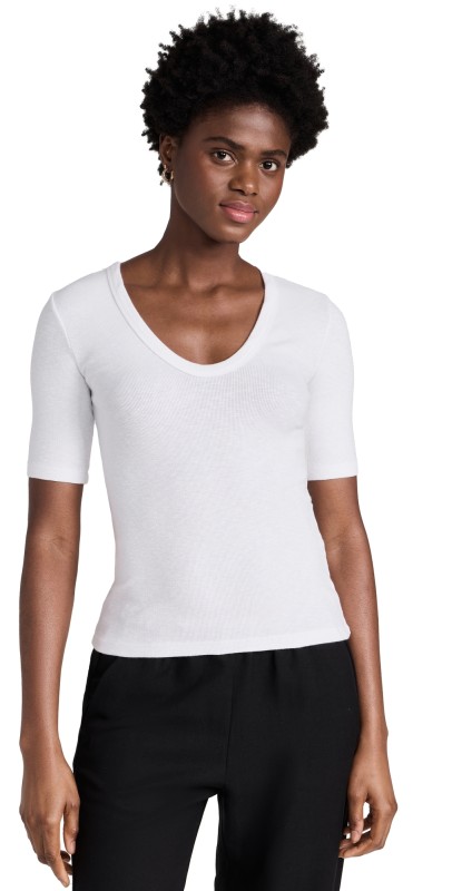 Enza Costa Textured Rib Top White