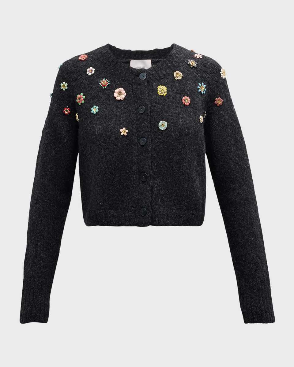 Clustered Enamel Flower Millie Cropped Cardigan