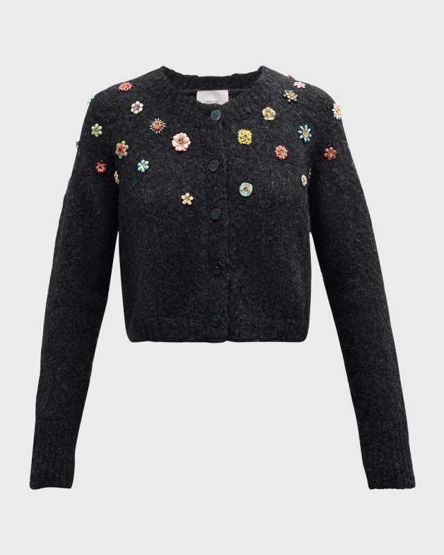 Clustered Enamel Flower Millie Cropped Cardigan