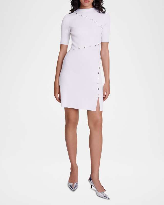 Rellier Buttoned Rib Mini Dress