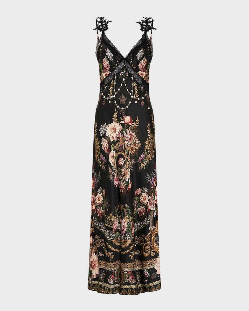 Bias Silk V-Neck Maxi Slip Dress