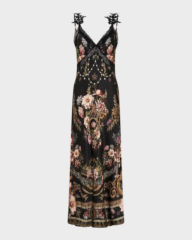 Bias Silk V-Neck Maxi Slip Dress