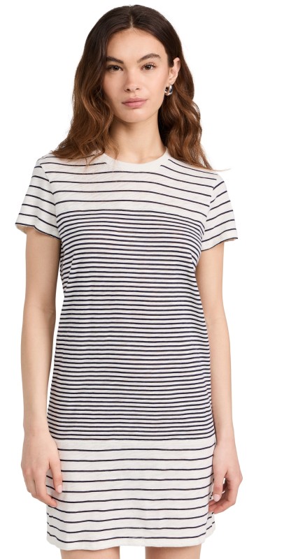 ATM Anthony Thomas Melillo Slub Jersey Short Sleeve T-Shirt Dress Chalk/Ink