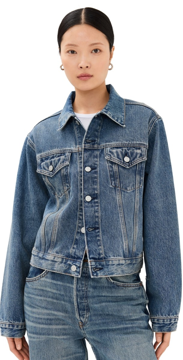 RE/DONE The Unisex Mel Trucker Jacket Aged Stone Blue