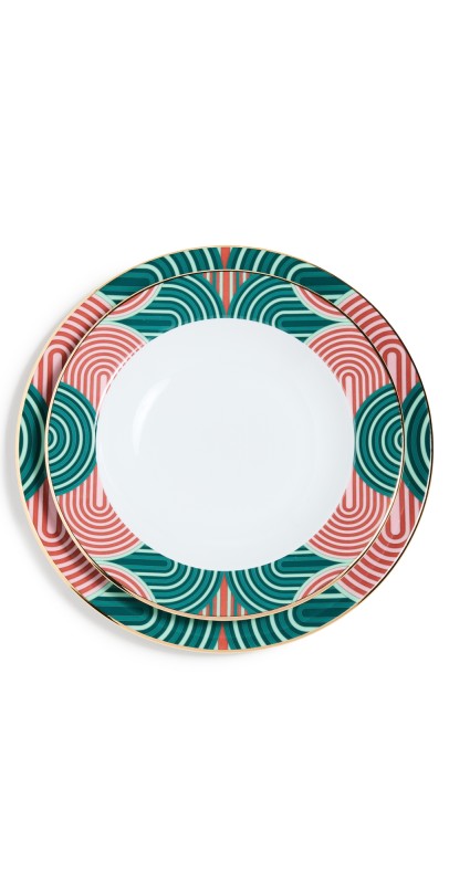 La Double J Soup and Dinner Plates Set Slinky Verde One Size