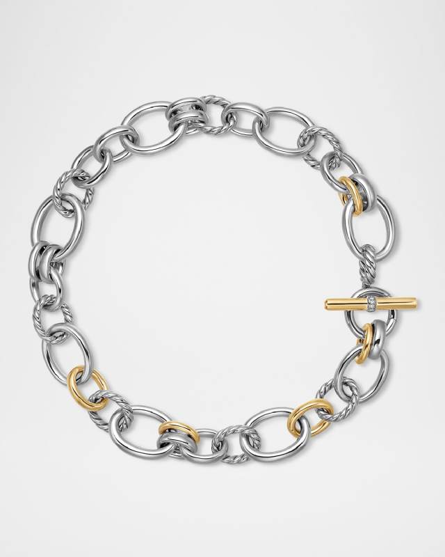 DY Mercer Necklace with Diamonds and 18K Gold in Silver, 25mm, 17"L