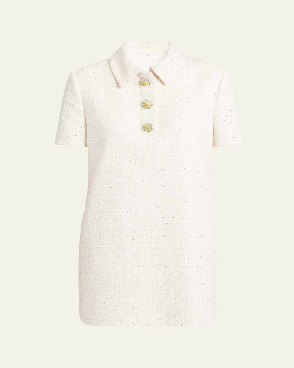 Tweed Polo Collared Mini Dress