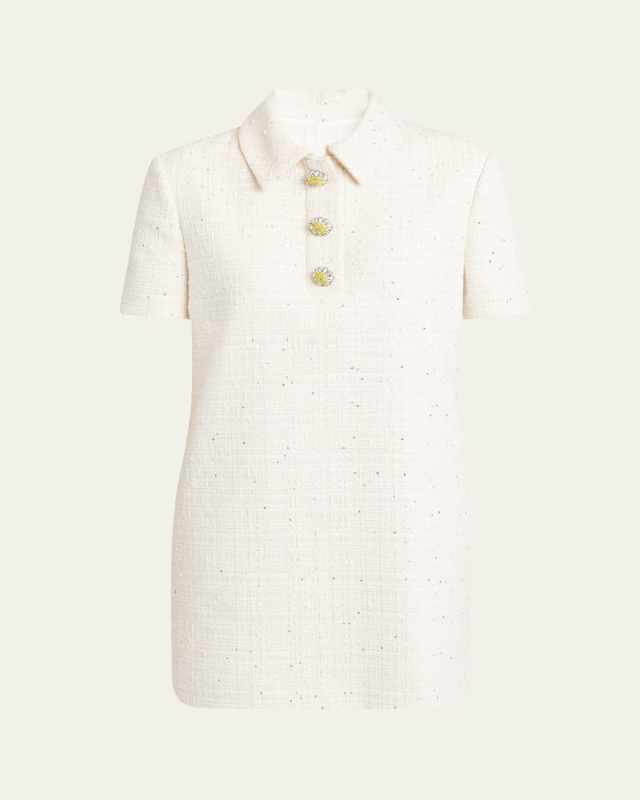 Tweed Polo Collared Mini Dress