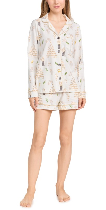 BedHead PJs Cotton Knit Long Sleeve Boxer PJ Set Shaken Not Stirred