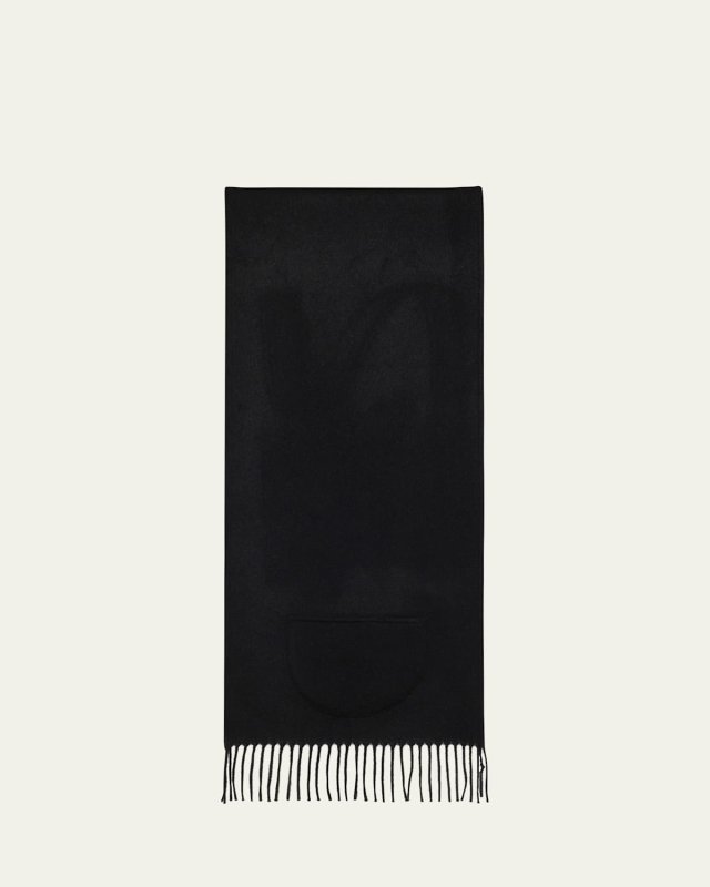 Cashmere Fringe Trim Pocket Scarf