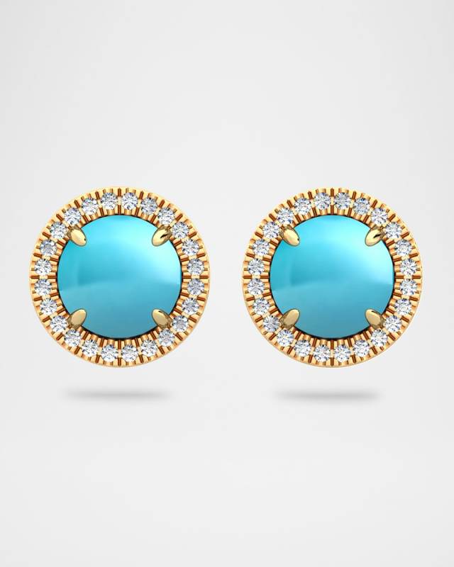Aurora Stud Earrings with Turquoise and Diamonds