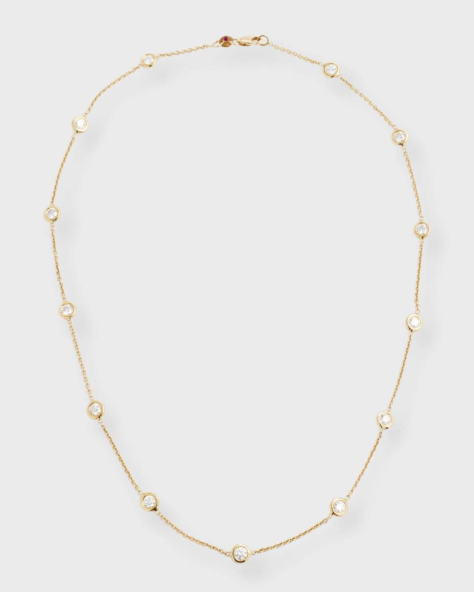 18K Yellow Gold Diamond 13 Station Necklace