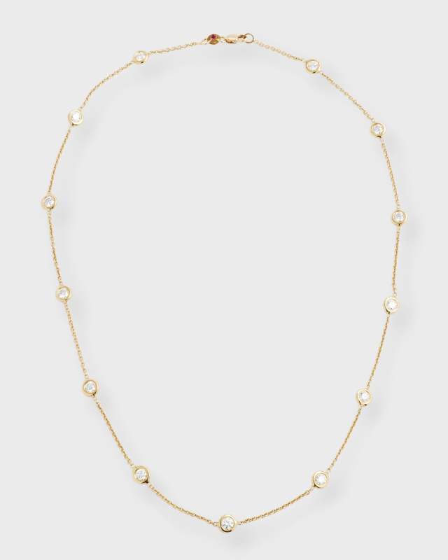 18K Yellow Gold Diamond 13 Station Necklace