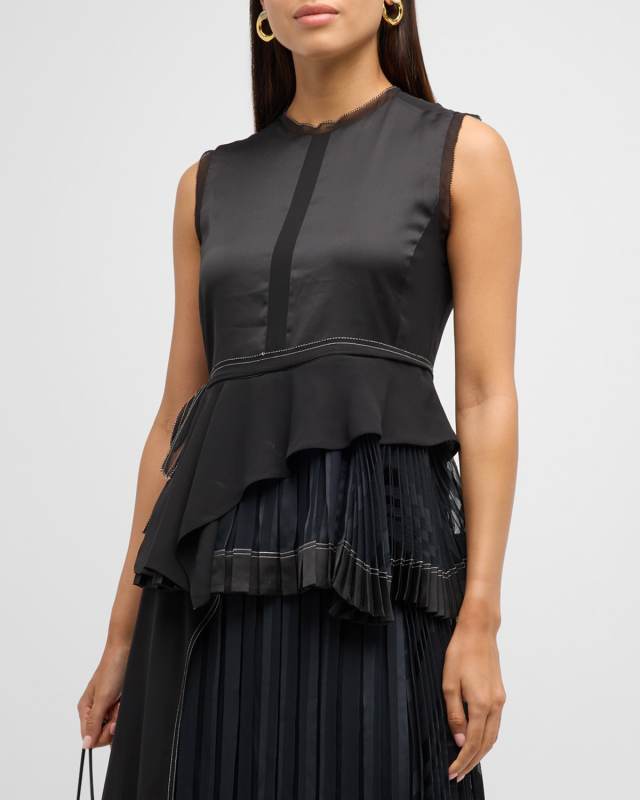 Multi-Pleated Sleeveless Top