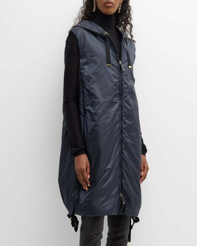 Greengi Hooded Taffeta Long Vest