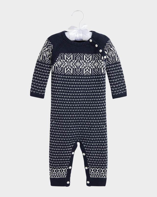 Boy's Snowflake Intarsia Coverall, Size 3M-24
