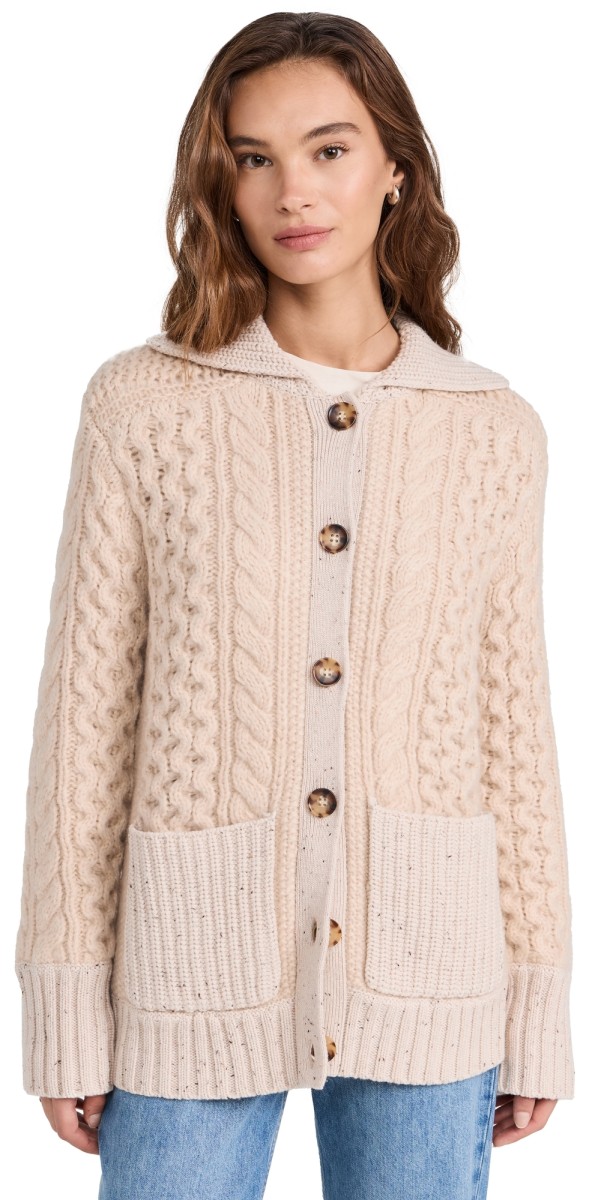 La Ligne Patchwork Cable Cardigan Oat