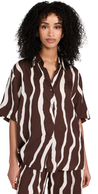 FAITHFULL THE BRAND Striped Satin Shirt La Tuza