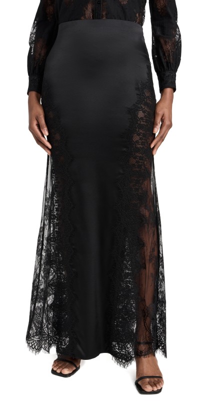 L'AGENCE Minka Long Lace Panel Skirt Black