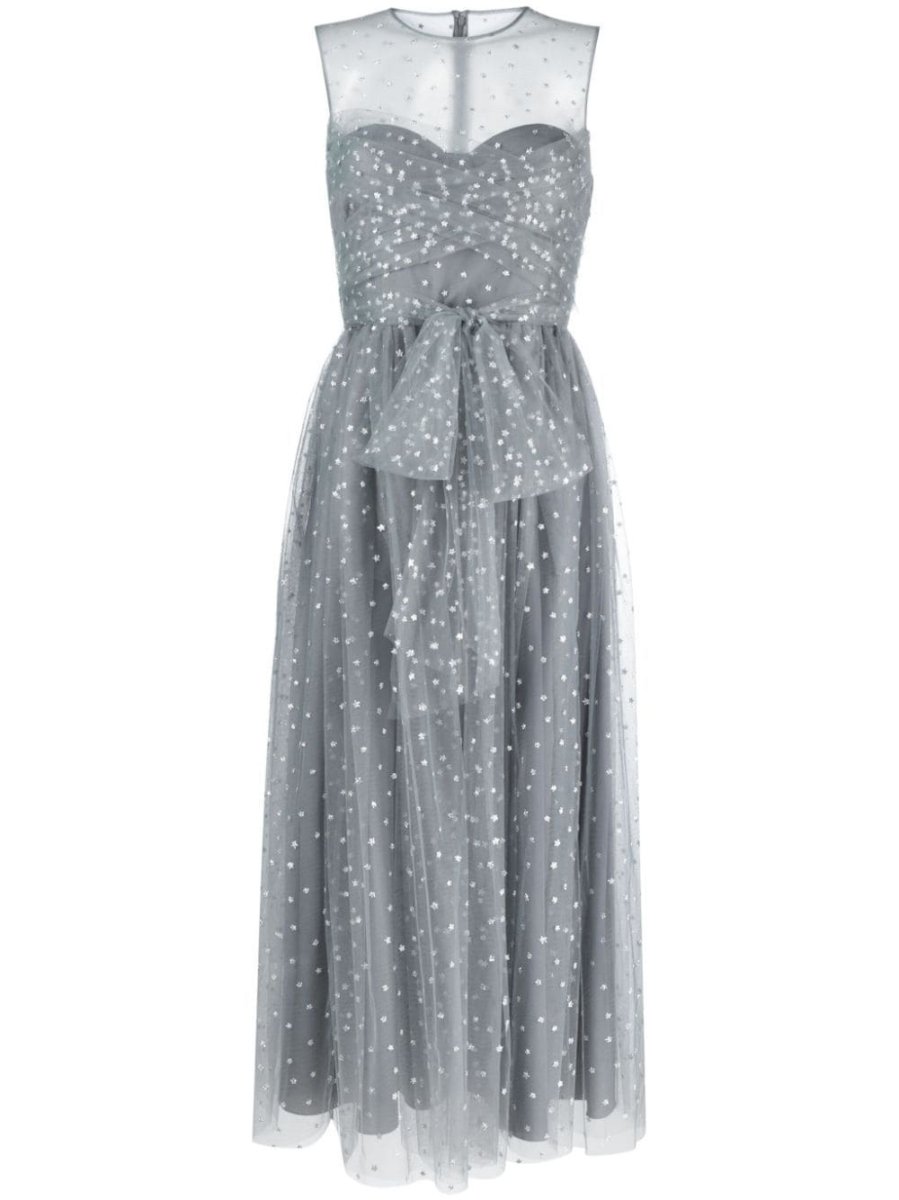 glitter-detail sleeveless midi dress
