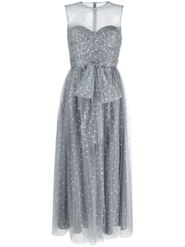 glitter-detail sleeveless midi dress