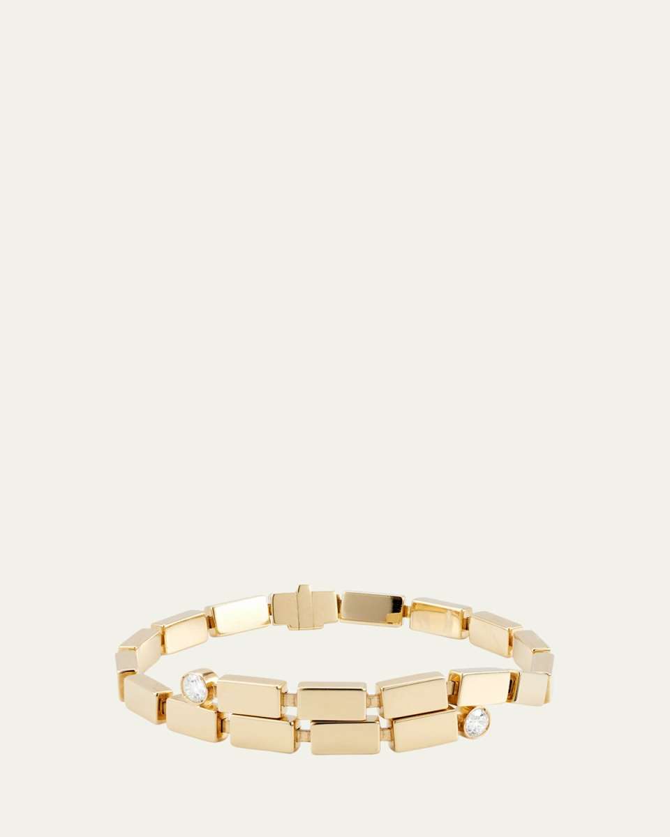 18K Yellow Gold Overlap Falls Bracelet with White Diamonds