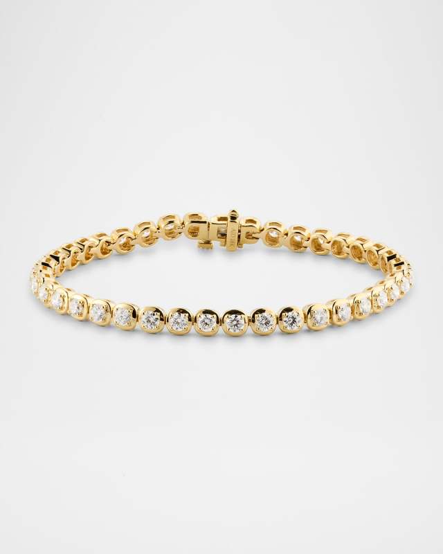 18K Yellow Gold Round Diamond Tennis Bracelet, 3.70tcw, 7"L