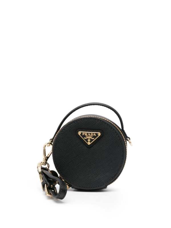 enamel-logo Saffiano-leather mini pouch