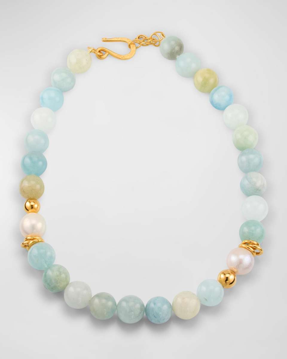 Aquamarine and Pearl Necklace