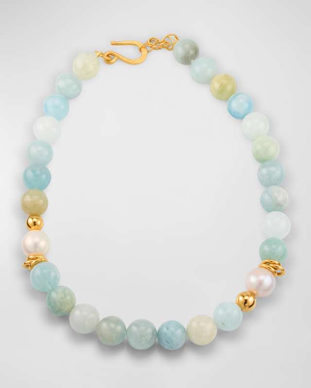 Aquamarine and Pearl Necklace