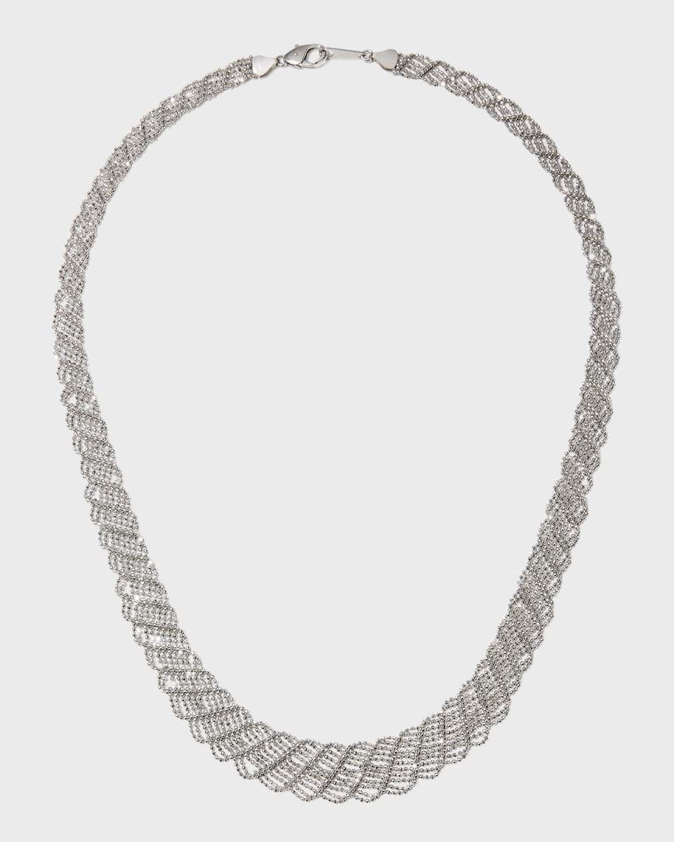 Platinum Tapestry Hand-Woven Lace Necklace, Medium
