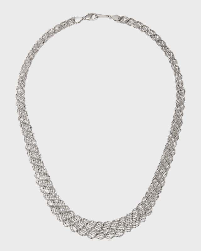 Platinum Tapestry Hand-Woven Lace Necklace, Medium