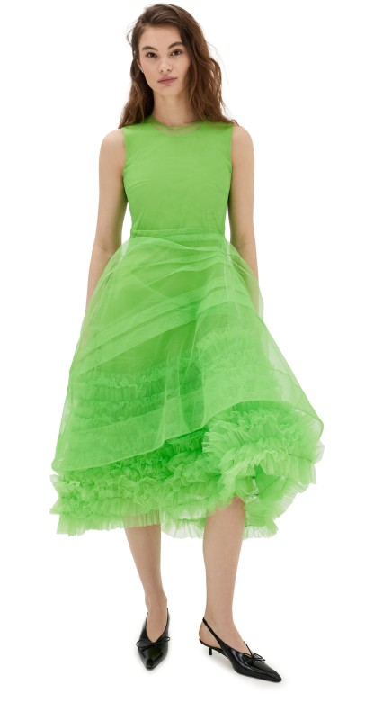 Molly Goddard Asher Dress Green
