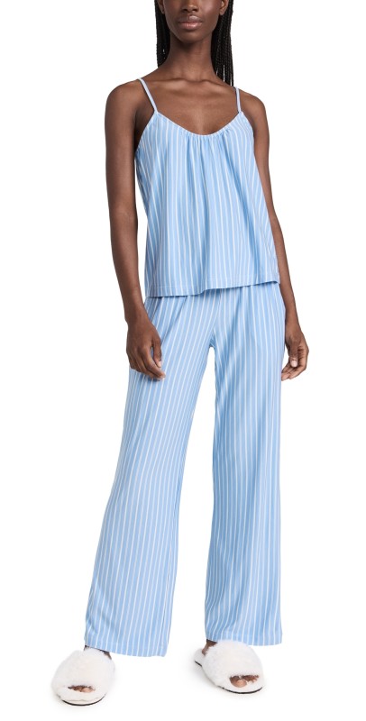Eberjey Gisele Cami & Pant PJ Set Nordic Stripes Vista Blueivory