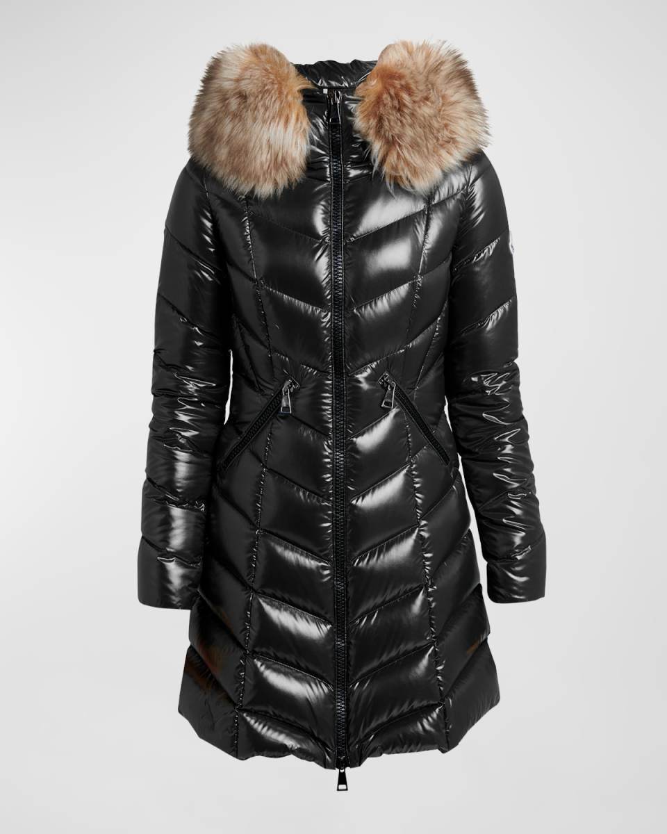 Marre Long Puffer Coat with Removable Shearling Trim
