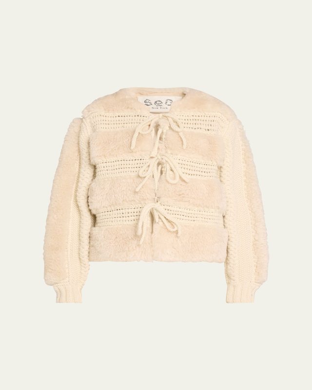 Gisele Faux Shearling Tie-Front Jacket