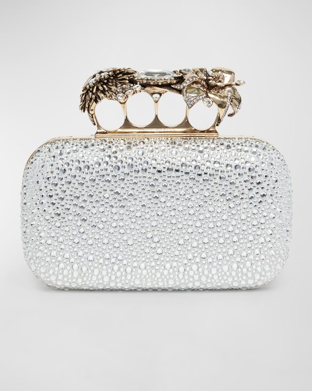 Flower Embellished Clutch Bag