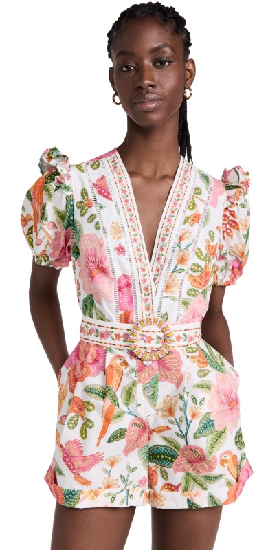 FARM Rio Macaw Bloom Off-White Romper MACAW BLOOM OFF-WHITE