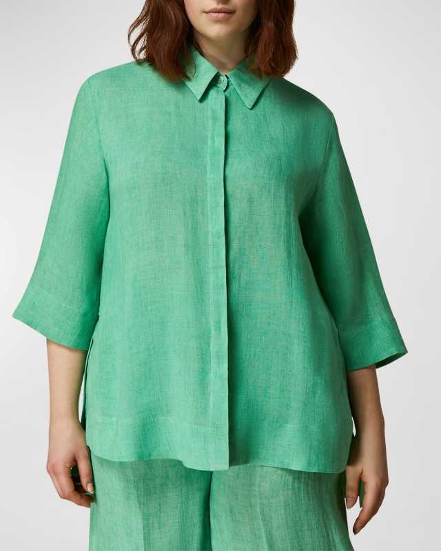 Plus Size Florida Button-Down Linen Shirt