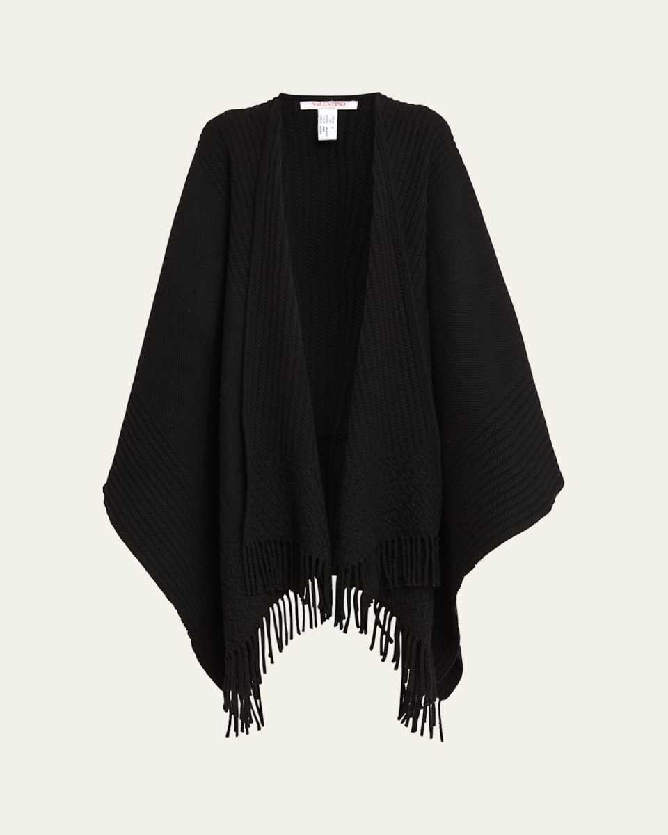 Jacquard Knit Cashmere Poncho