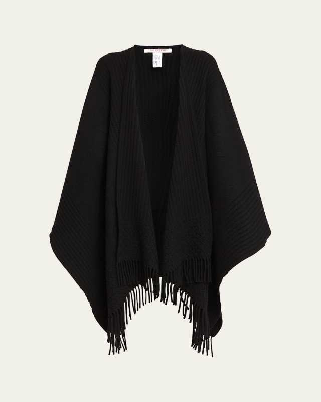 Jacquard Knit Cashmere Poncho