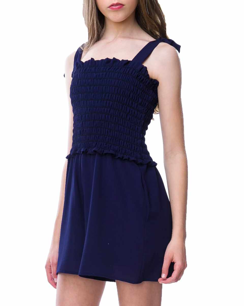 Girl's Smocked Romper w/ Knotted Straps, Size S-XL