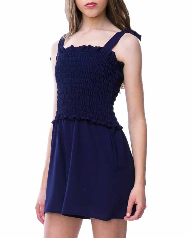 Girl's Smocked Romper w/ Knotted Straps, Size S-XL