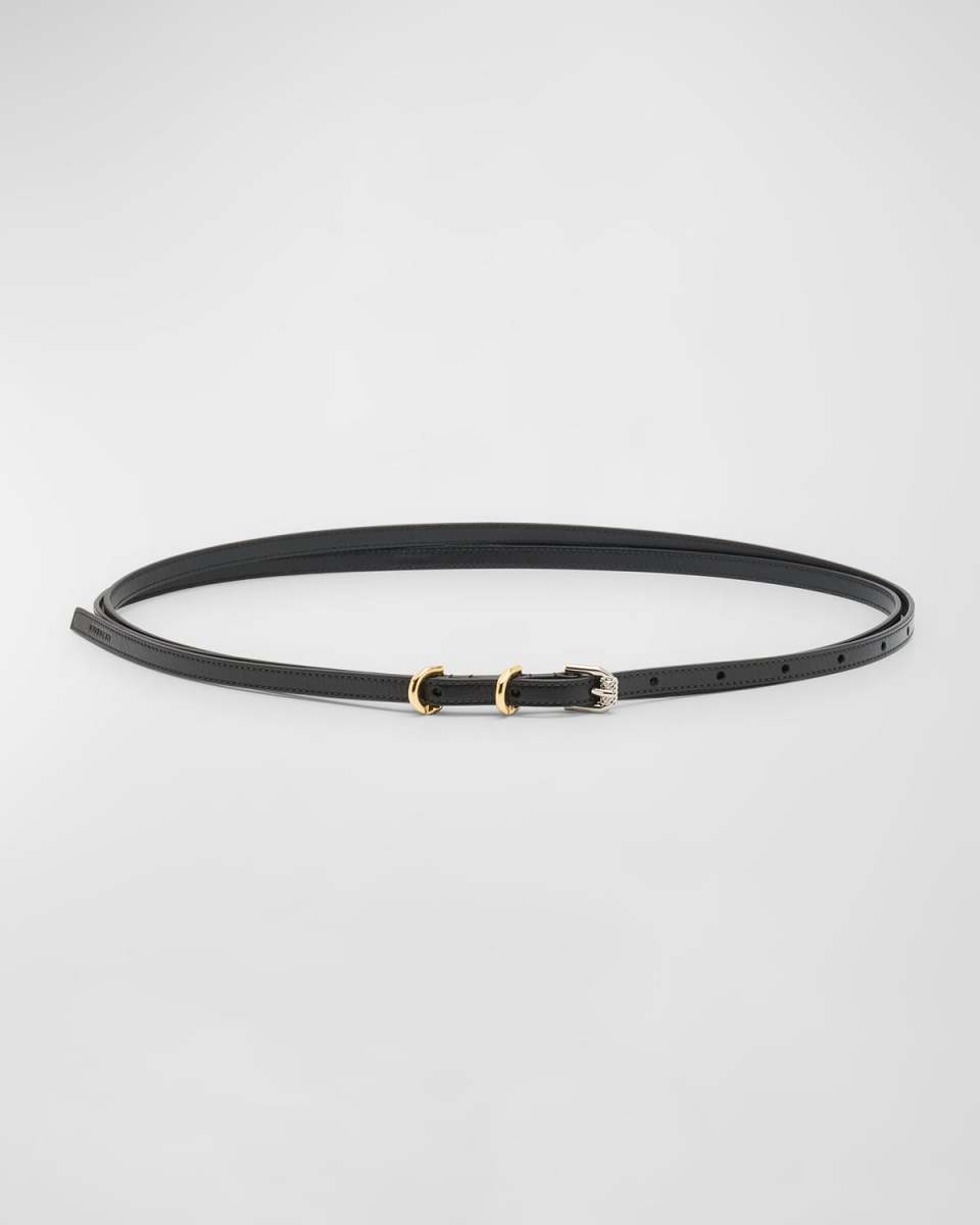 Voyou Double Wrap Leather Skinny Belt