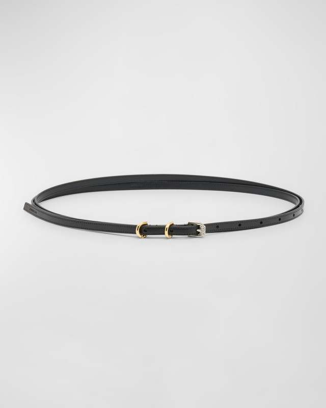Voyou Double Wrap Leather Skinny Belt