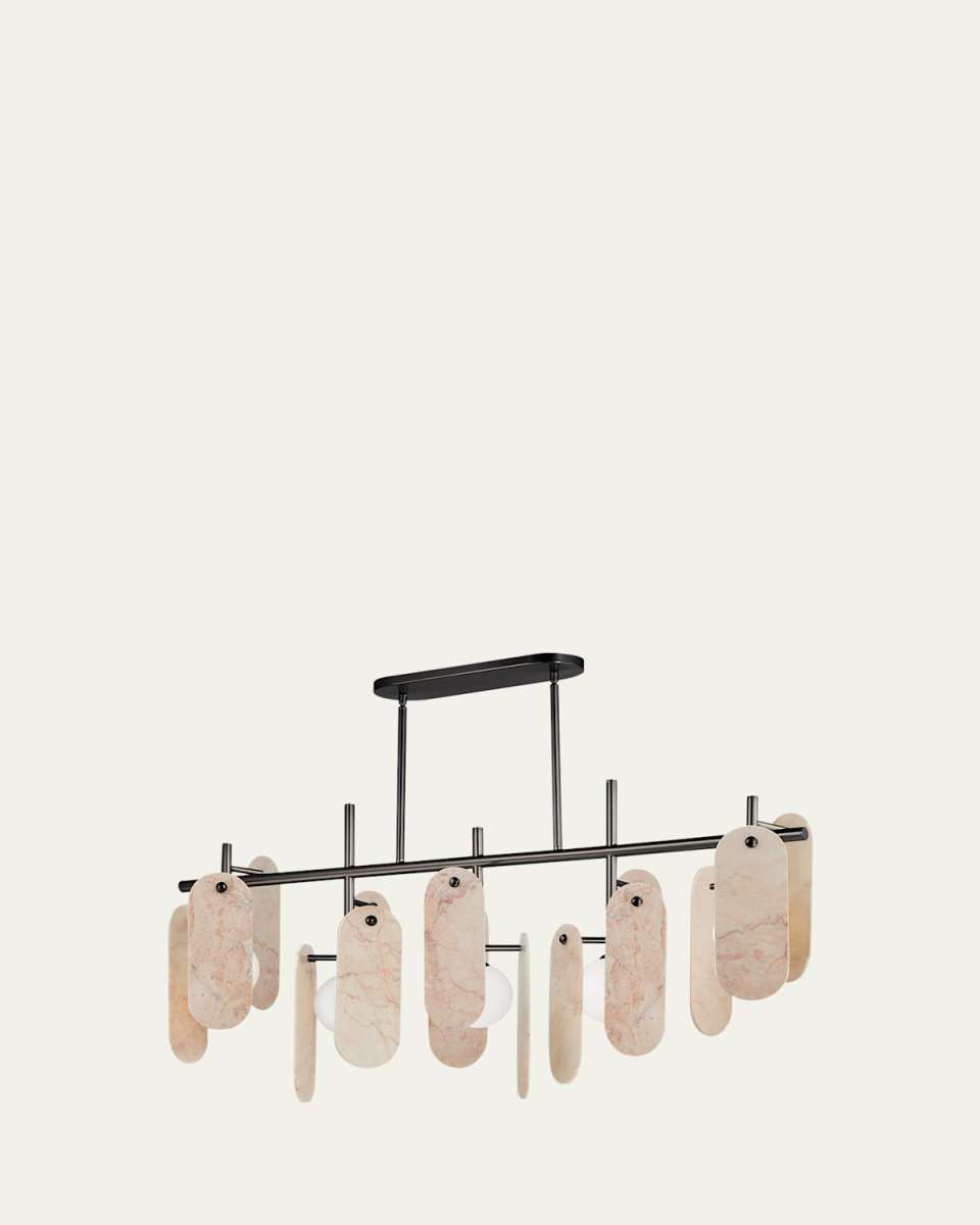 Megalith Rose Jade Stone 47" 5-Light Linear Chandelier